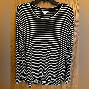 Liz Claiborne XXL black and white stripe long sleeve shirt